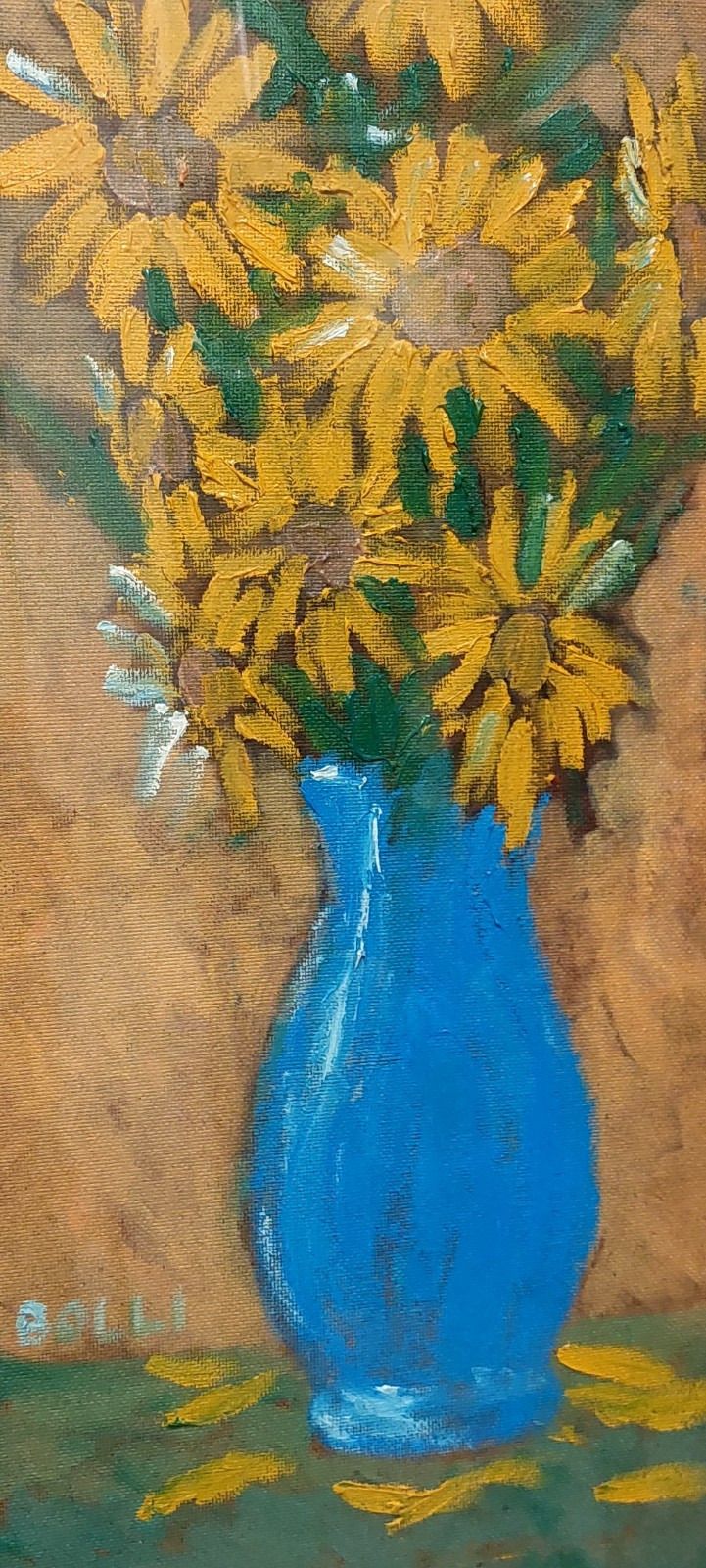 Oil On Faesite, Flower Vase Gerolamo Stamps (Pisa 1933 2009) photo for sale