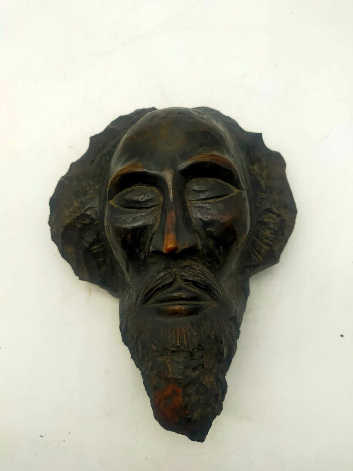 Sculpture Carved Head Antique Wood XIX Century