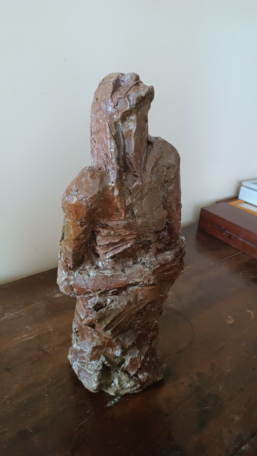Abstract Sculpture Female Figure In Raw Painted Clay 60s/70s photo furniture