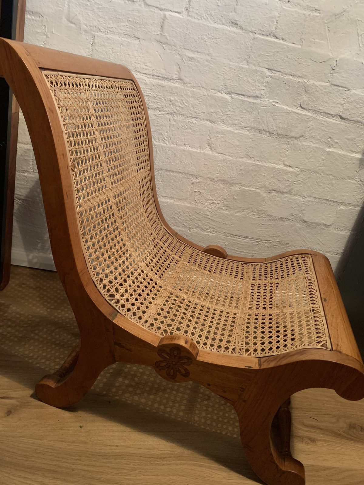 Small Wooden Rattan Lounge Chair photo Furniture