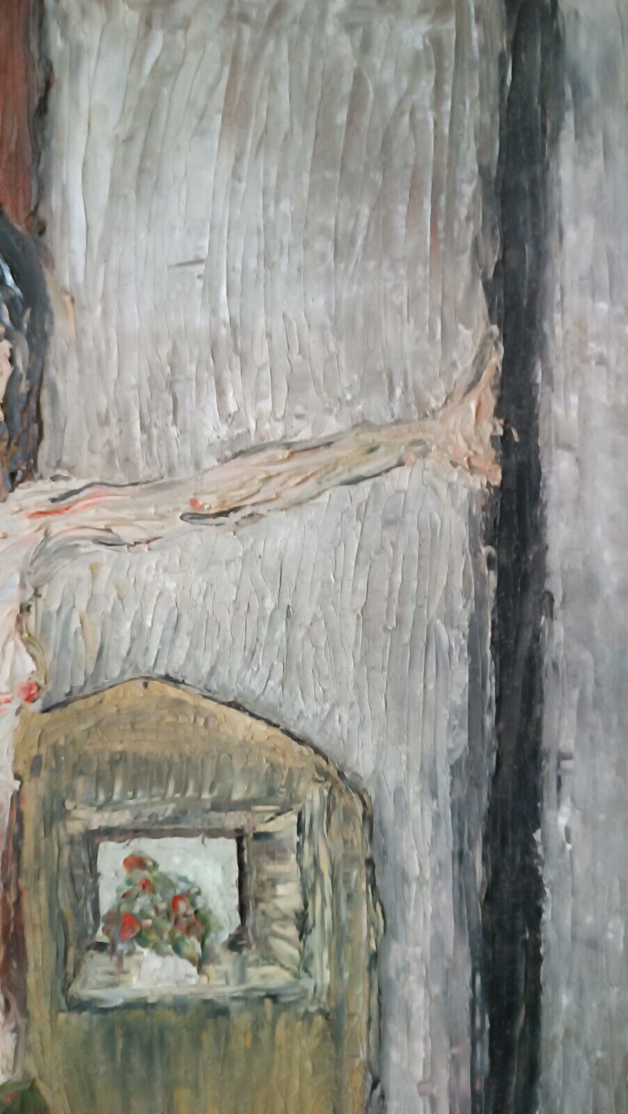 Oil Painting On Canvas Abstract 50s Female Figure Signed photo vintage