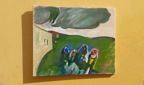 Oil On Canvas Abstract Painting Eros Bortolotti 'The Country Dance' 1994 photo vinterior
