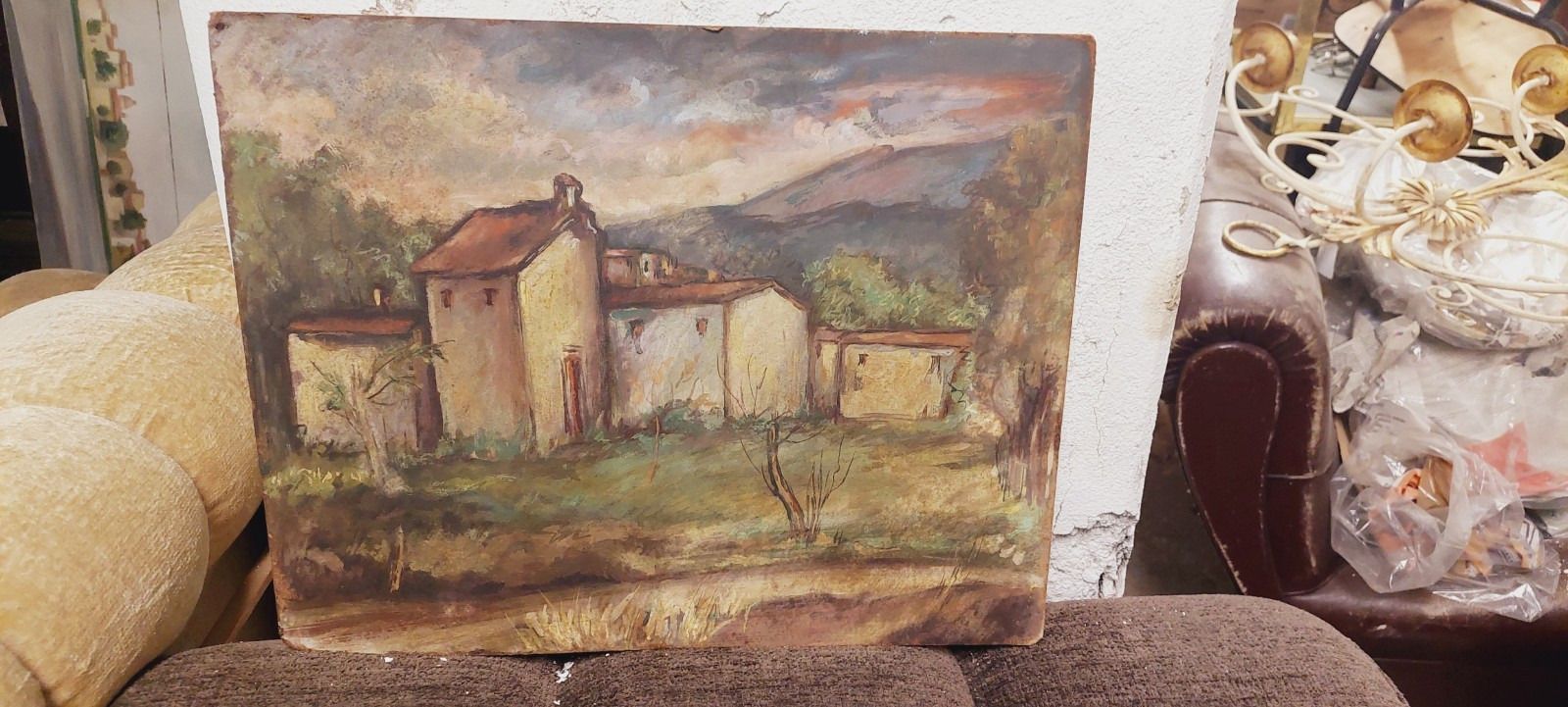 Painting Oil Roberto Pucci Years 50 Painting On 2 Sided Paesaggio Nature Still photo Art