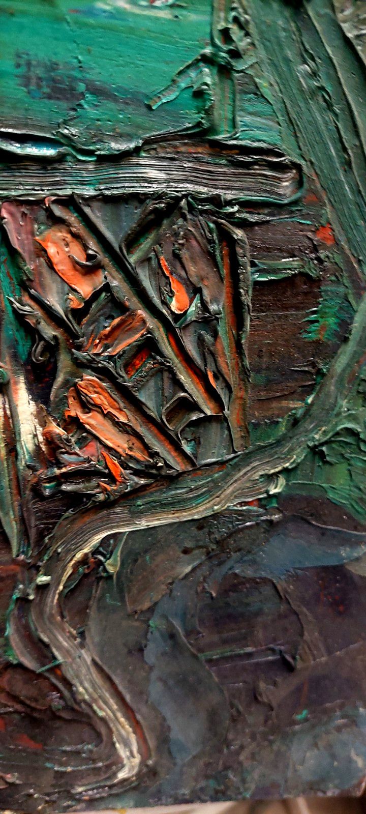 Oil Painting Raffaello Giannelli 1911 1974 "Aerostation" Abstract 1963 photo vintage