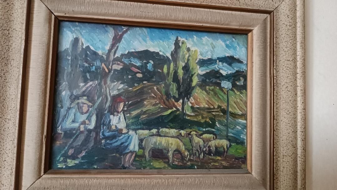 Antique Painting First Half 20th Century Oil On Paper photo for sale