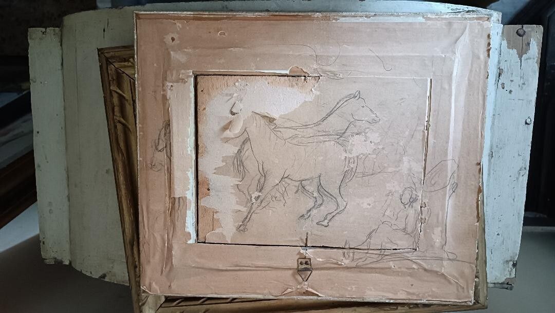 Antique Painting First Half 20th Century Oil On Paper photo buy
