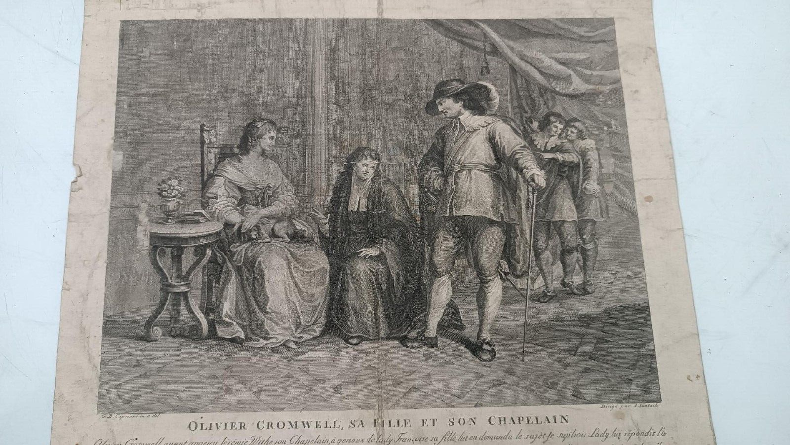 Antique Etching Engraver G.B. Cipriani "Oliver Cronwell) 1790 photo Art