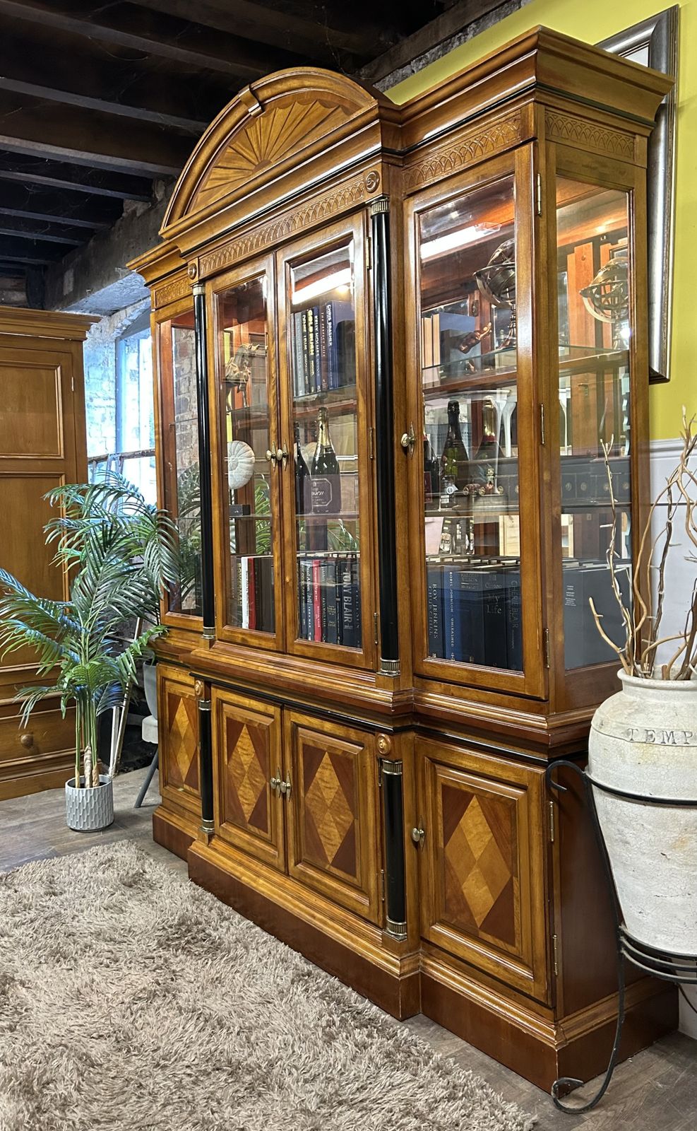 Biedermeier Style Thomasville Grand Classics Breakfront China Hutch Display Cabinet photo for sale