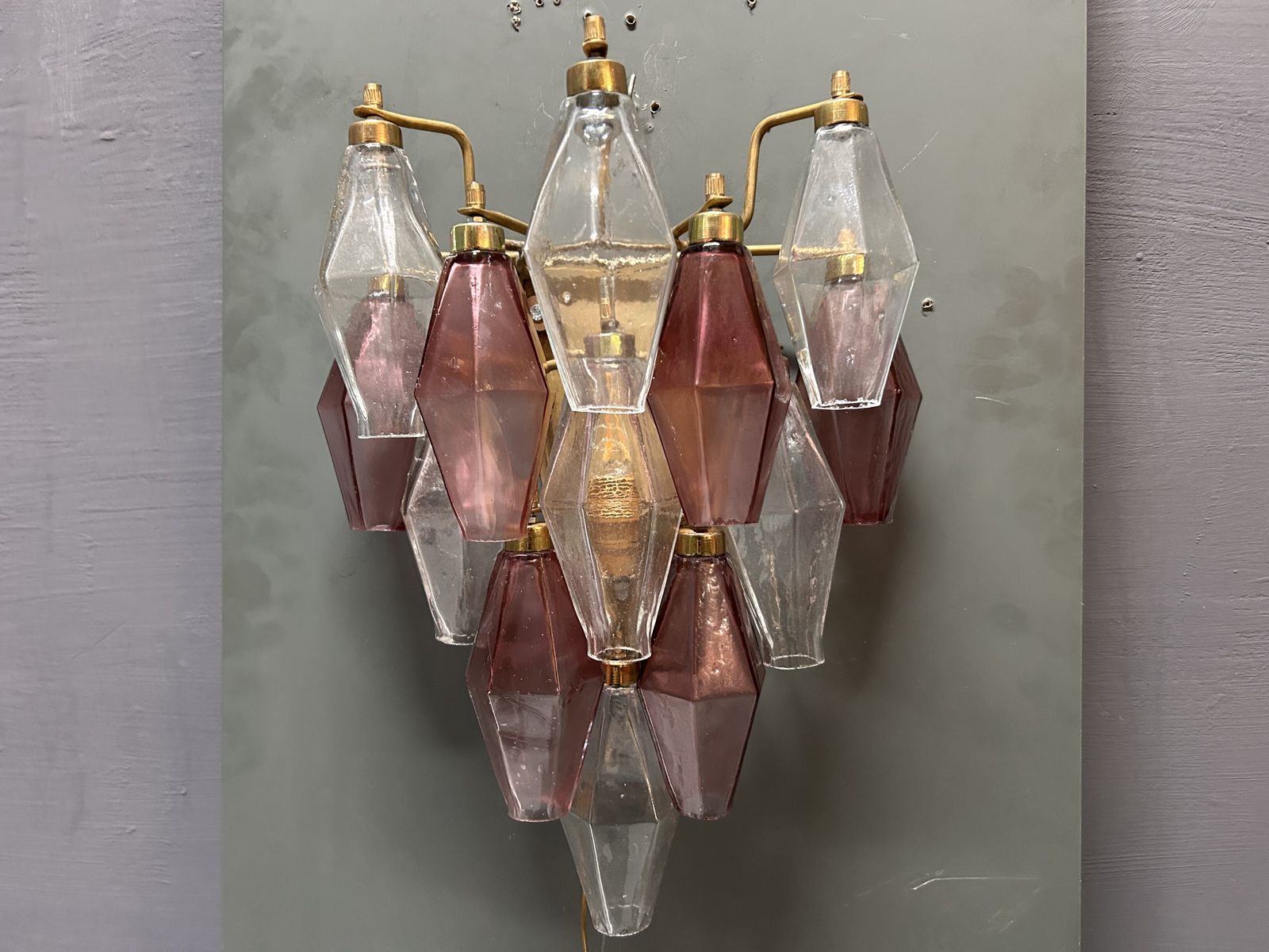 Murano Glass Poliedri Sconces, Italy, 1980s   Set Of 2 photo buy