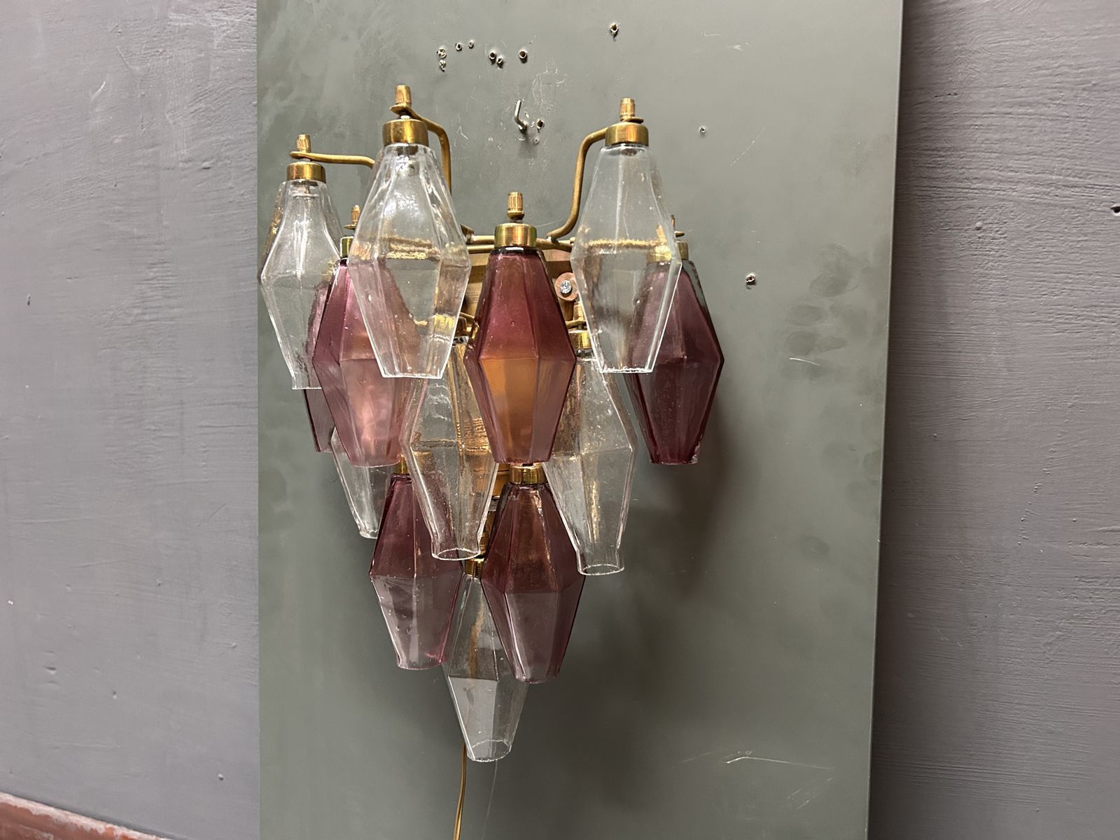 photo furniture Murano Glass Poliedri Sconces, Italy, 1980s   Set Of 2