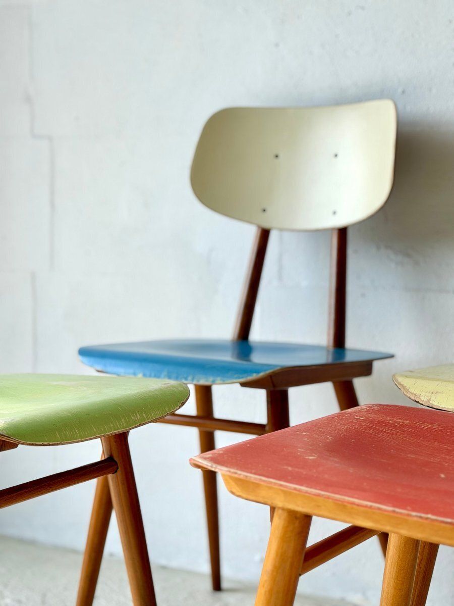 photo furniture Eetkamerstoelen Van Ton, 1960, Set Van 4