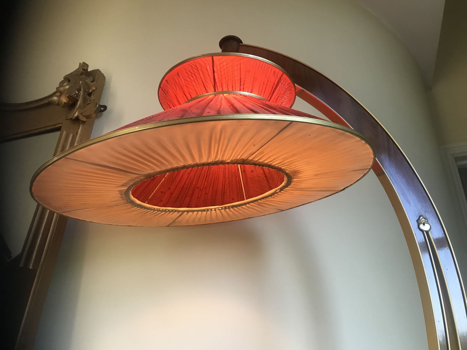 1950’s Walnut Display Cabinet With Original Lamp And Shade By Wilhelm Krechlok photo vinterior
