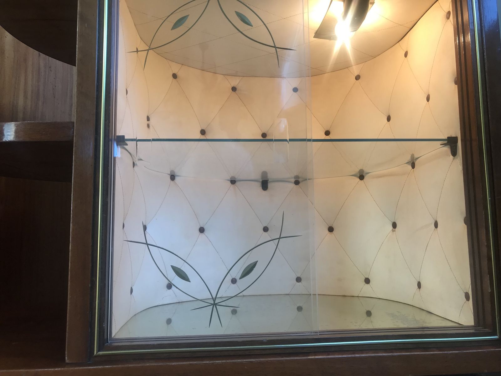 1950’s Walnut Display Cabinet With Original Lamp And Shade By Wilhelm Krechlok photo buy