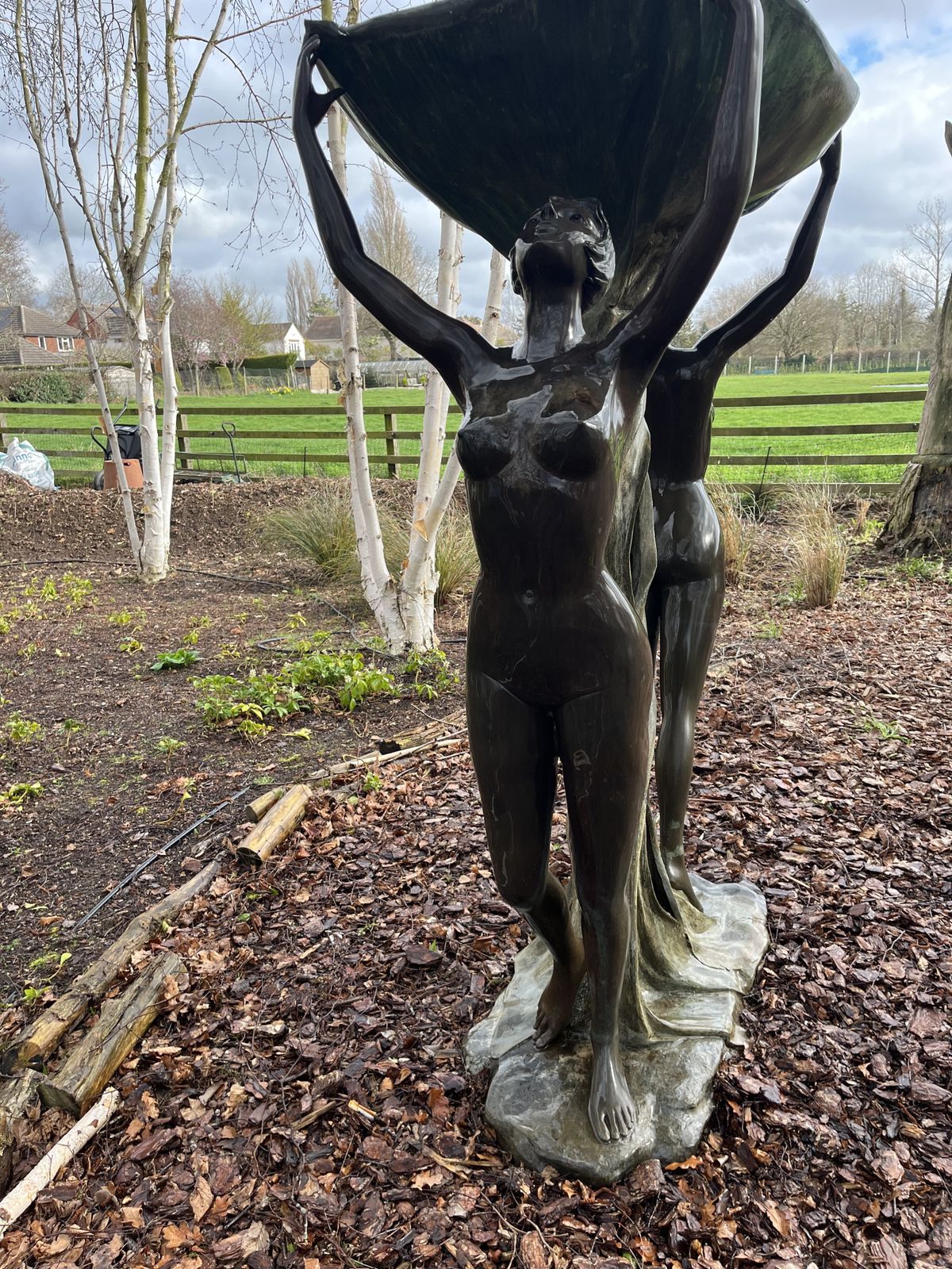 Art Deco Cast Bronze Ladies Garden Fountain photo buy