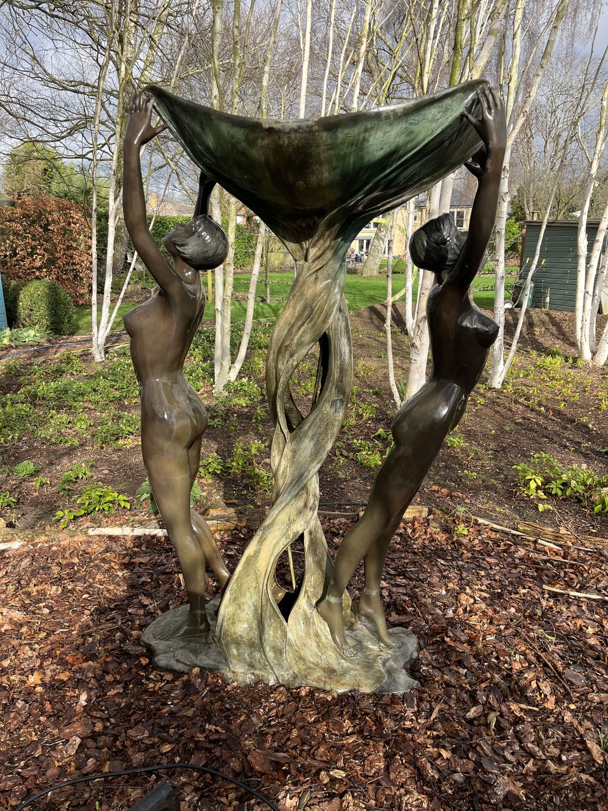 Garden Decor Art Deco Cast Bronze Ladies Garden Fountain photo
