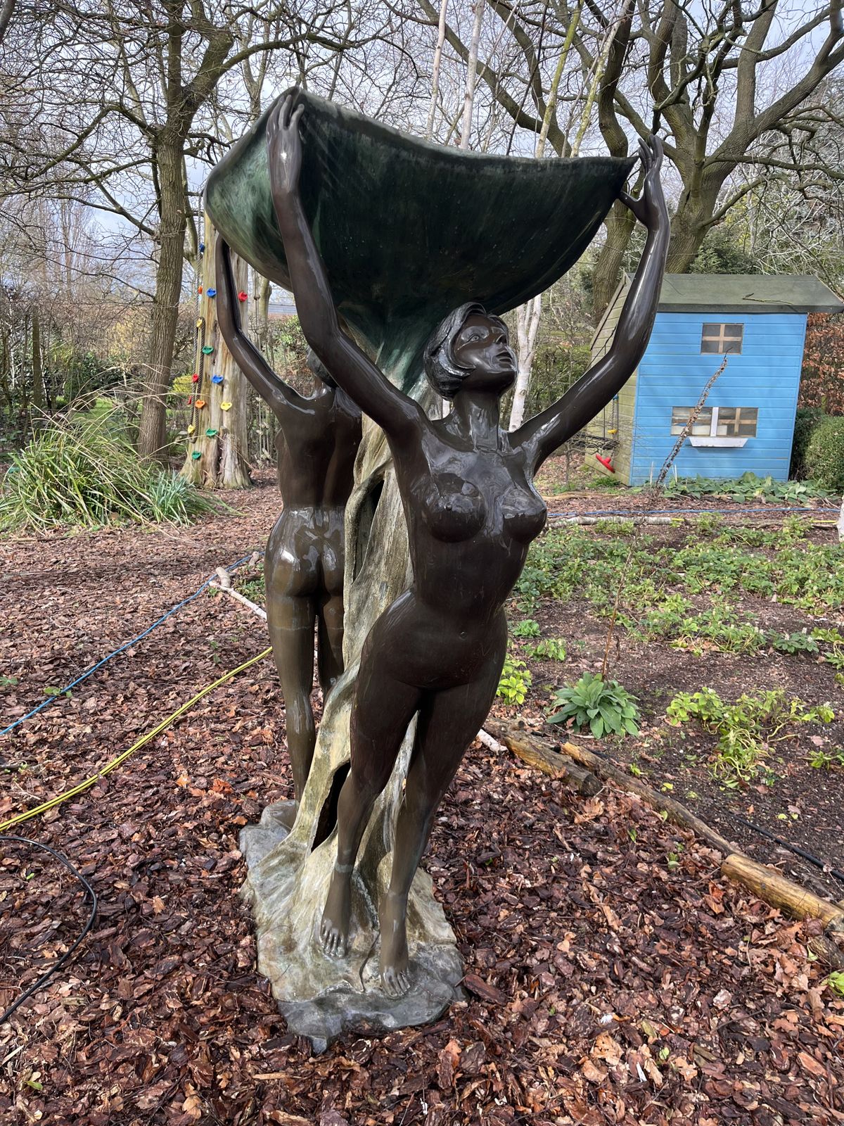 photo buy Art Deco Cast Bronze Ladies Garden Fountain
