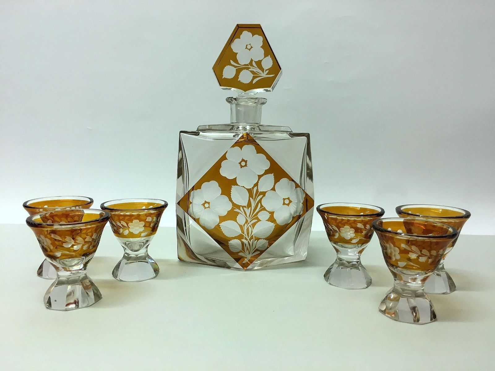 Decanter Set / Kamenický šenov /Czechoslovakia
