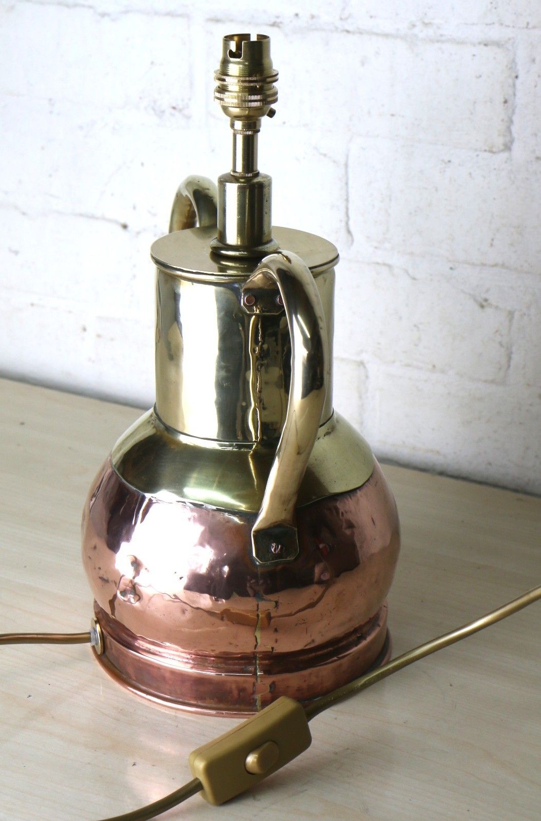 Table Lamp Antique Brass And Copper  Twin Handled Urn Converted & Working photo 95.0