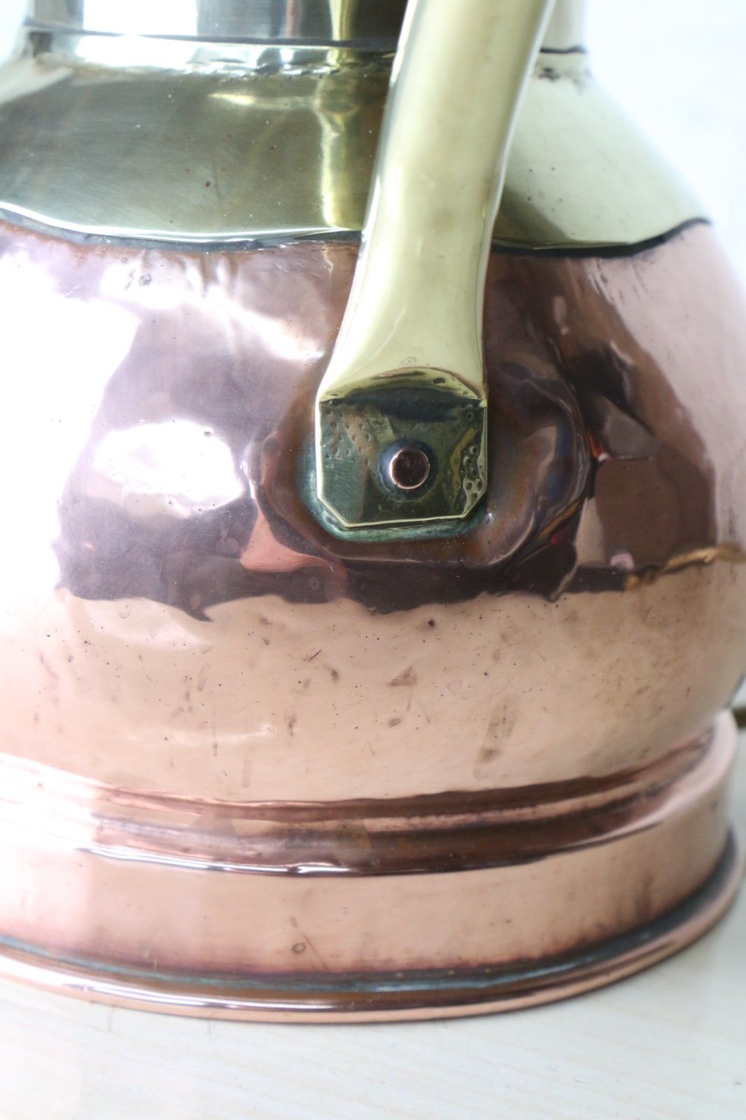 95.0 Table Lamp Antique Brass And Copper  Twin Handled Urn Converted & Working photo