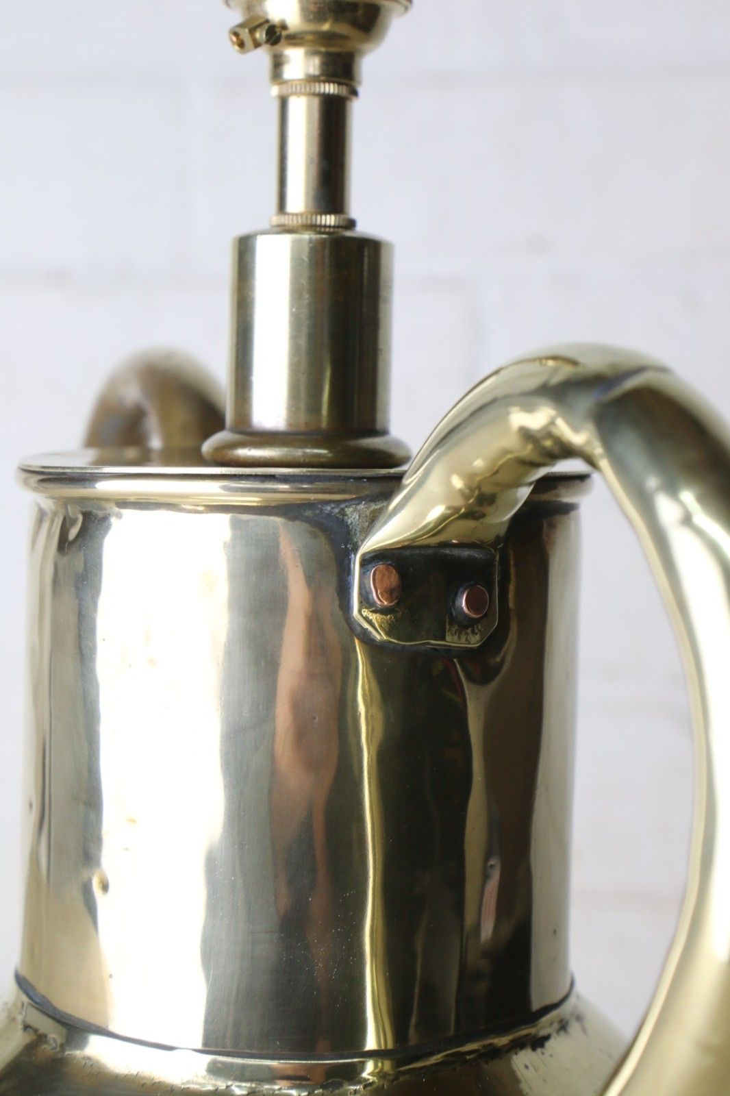 photo vinterior Table Lamp Antique Brass And Copper  Twin Handled Urn Converted & Working