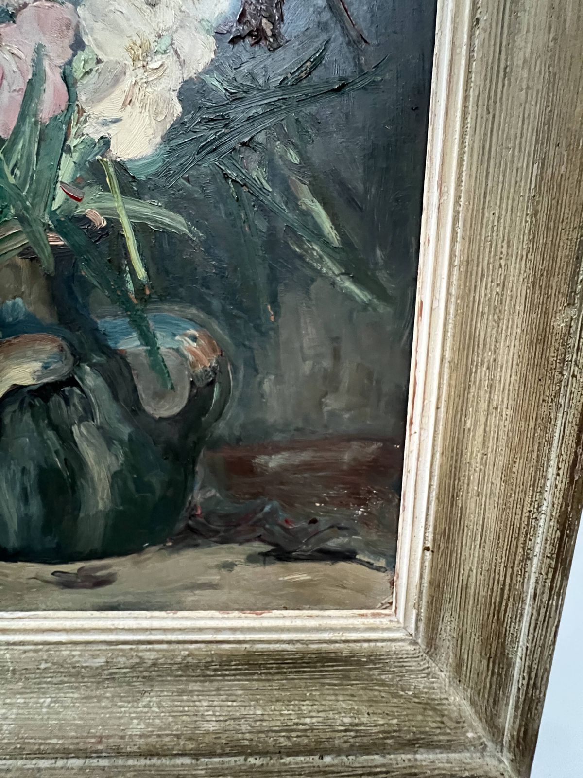 photo for sale Oil On Isorel "The Bouquet Of Gladioli" Signed P. Arata 20th Century