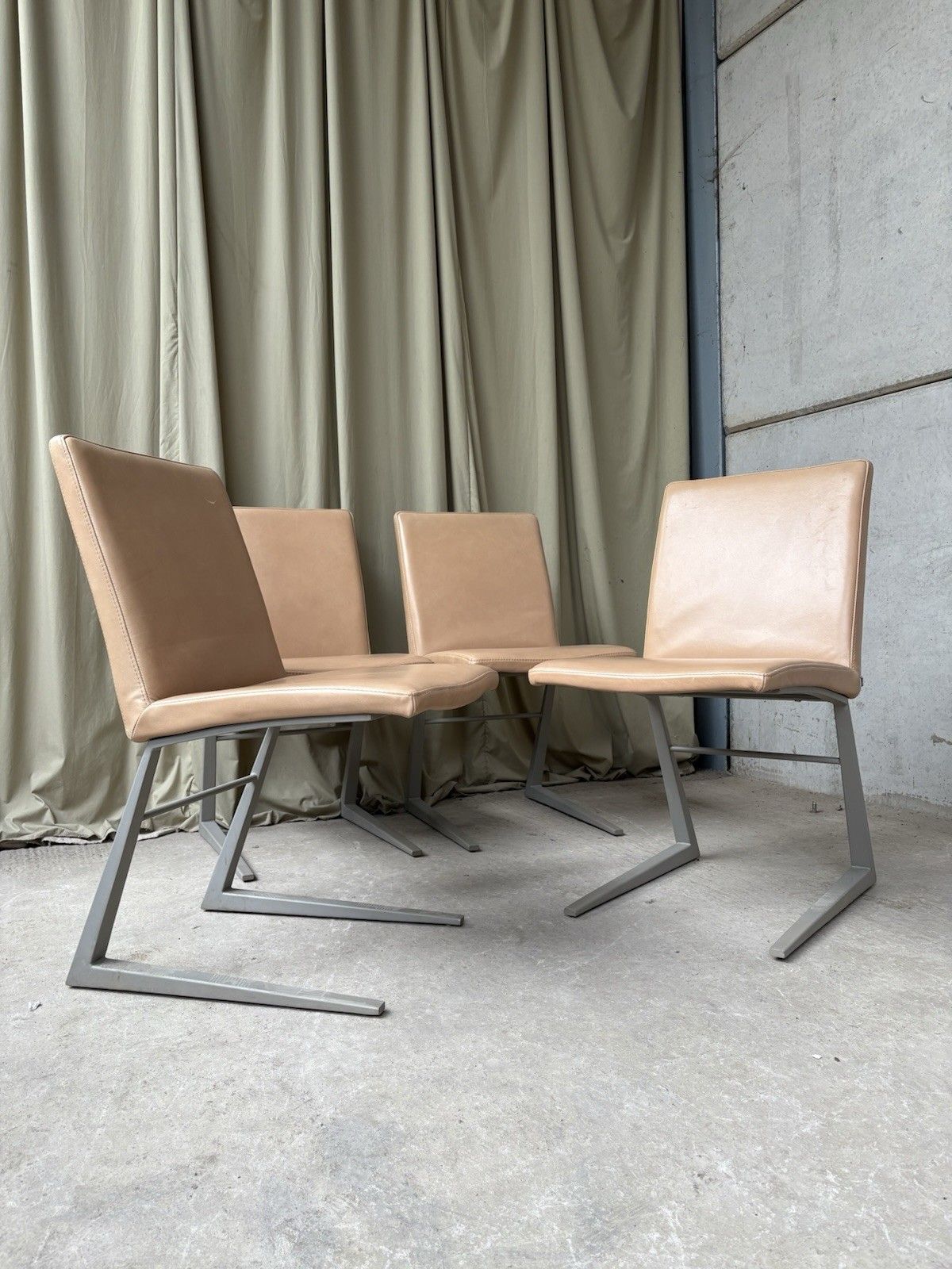 Vtg Mid Century Style Set 4 Leather Bo Concept Mariposa Dining Chairs R1095 photo Furniture