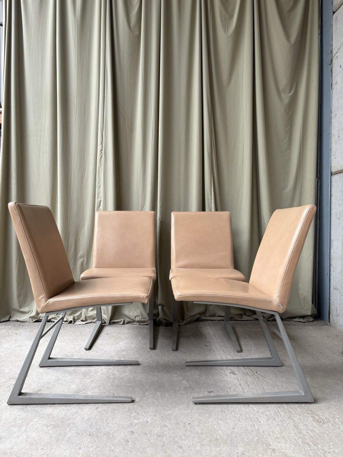 Vtg Mid Century Style Set 4 Leather Bo Concept Mariposa Dining Chairs R1095 photo vinterior