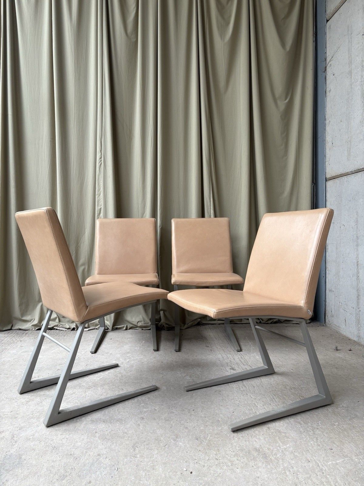 photo buy Vtg Mid Century Style Set 4 Leather Bo Concept Mariposa Dining Chairs R1095
