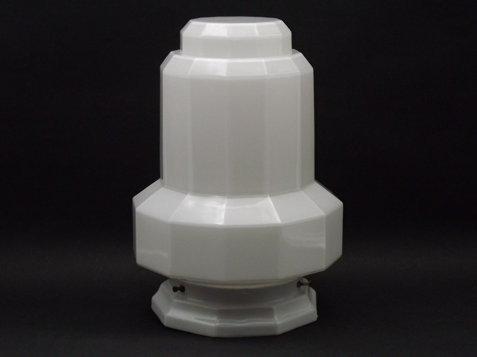 French Art Deco Skyscraper Ceiling Light White Opaque Glass   Limoges Mount photo 245.0