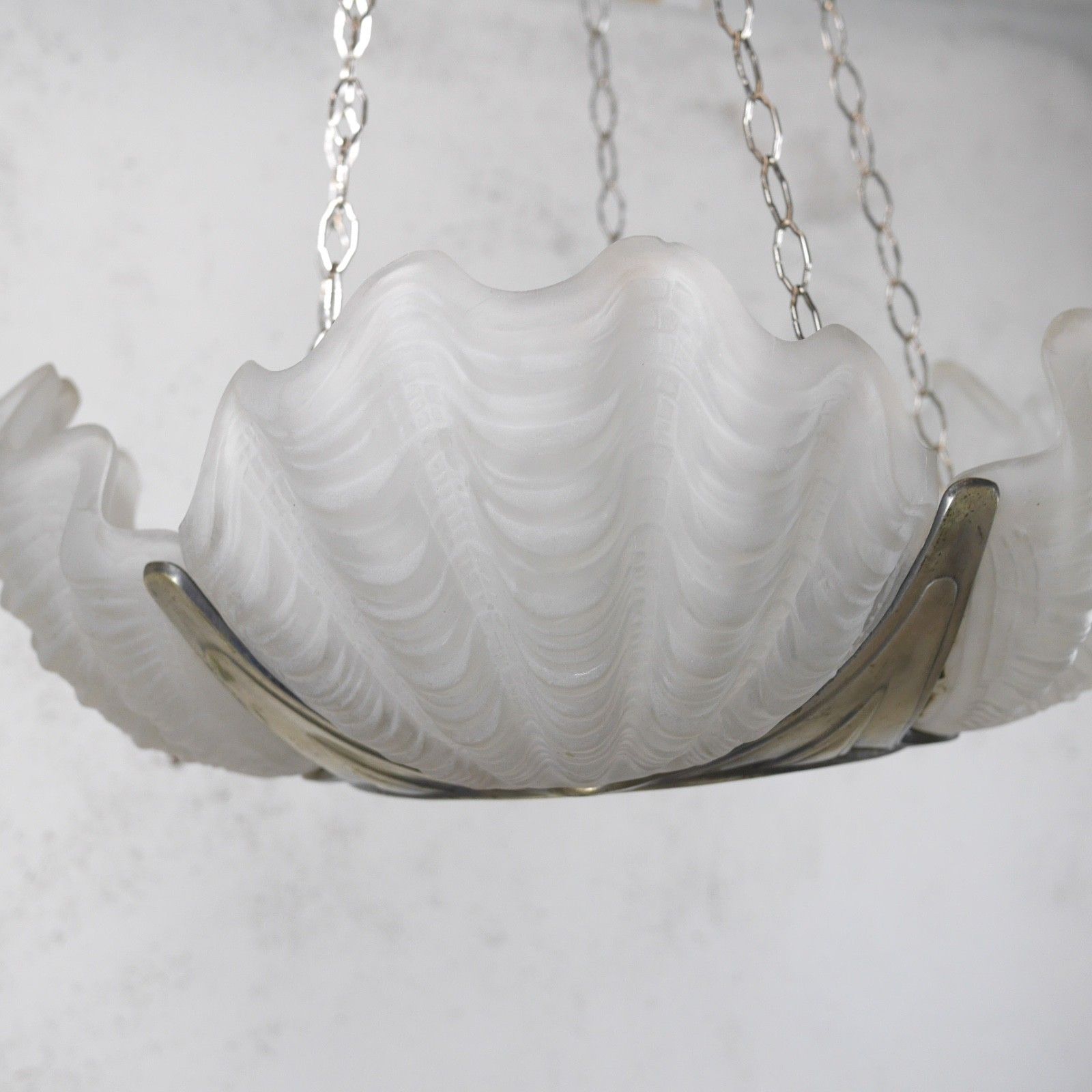 695.0 Colossal Art Deco Clam Shell Pendant Ceiling Light Lamp Dia 52cm #103122 photo