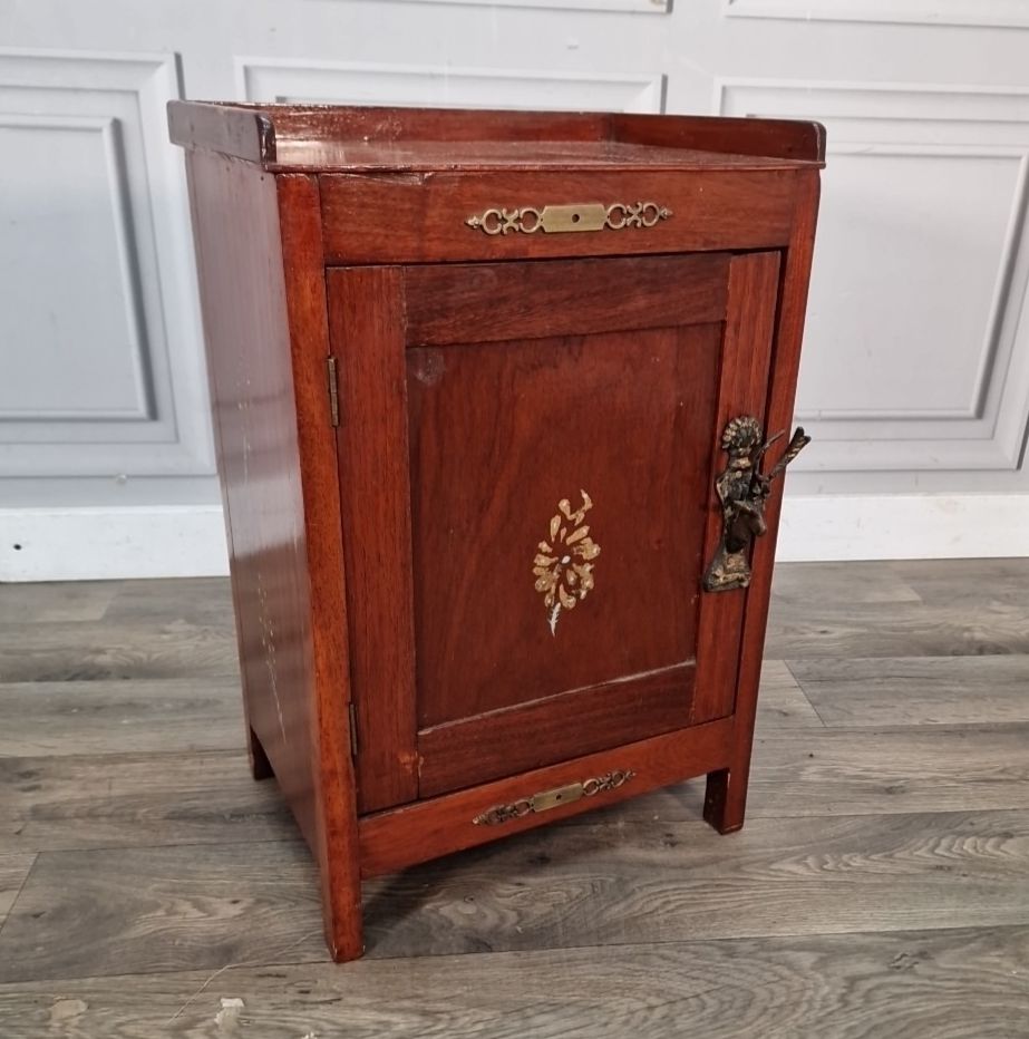 Antique Edwardian Pot Cupboard Bedside Cabinet Table Mahogany Veneer Vintage