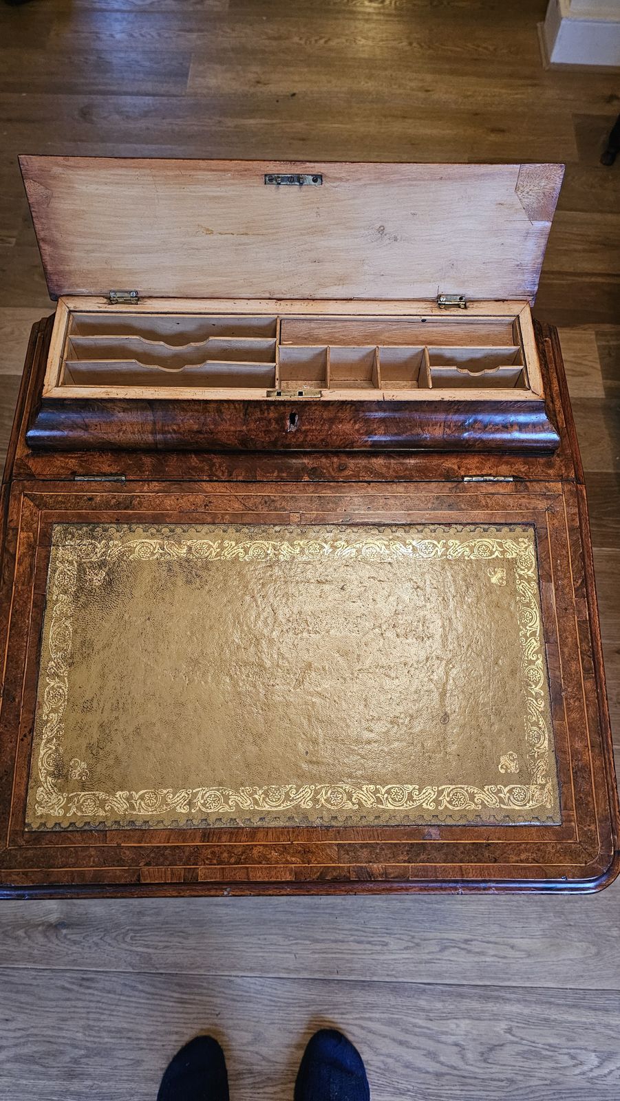 Victorian Burr Walnut Davenport Writing Desk With Leather Top photo for sale