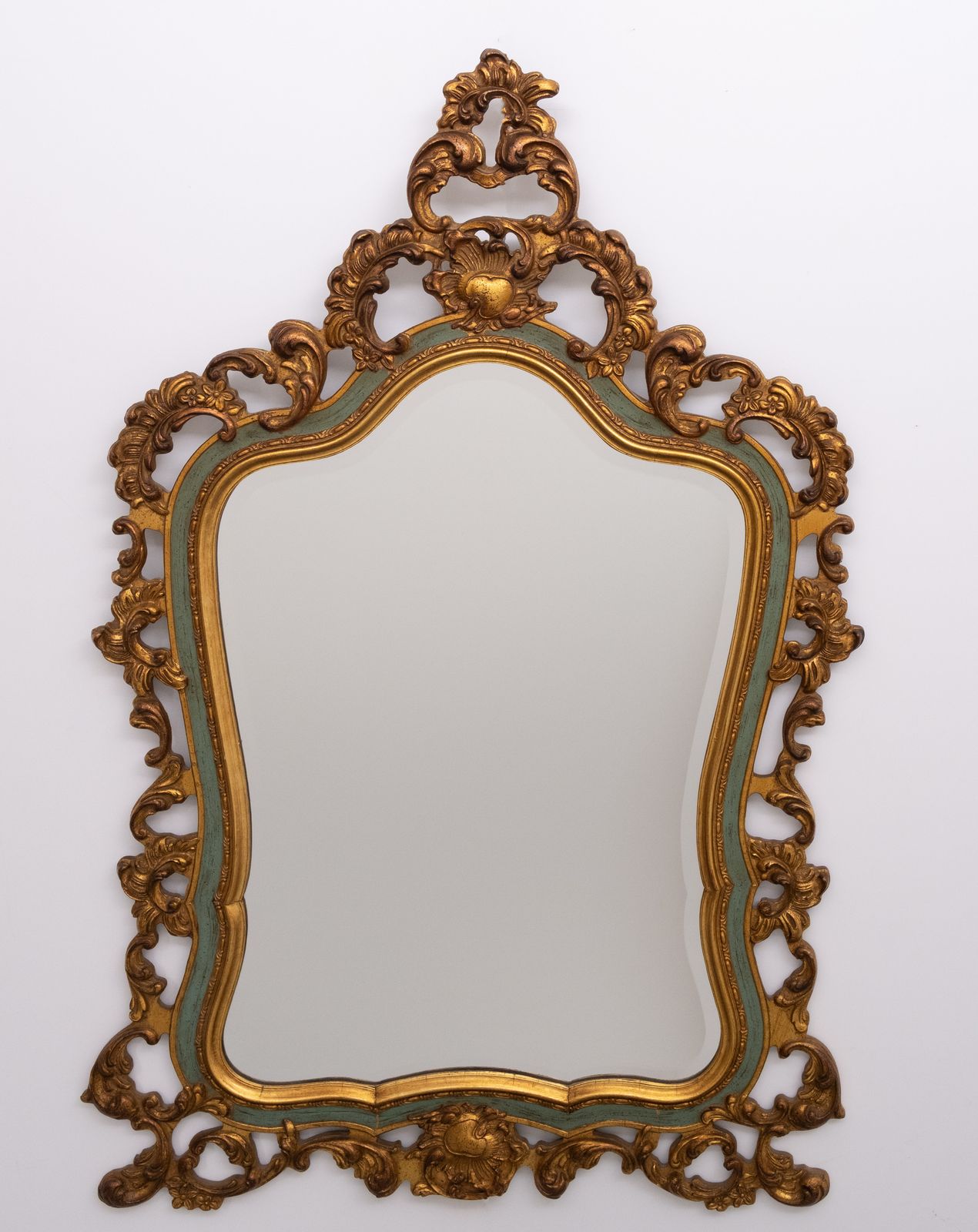 Baroque Gilded Louis XV Style Beveled Mirror With " Brevete" Label, 1950s photo furniture