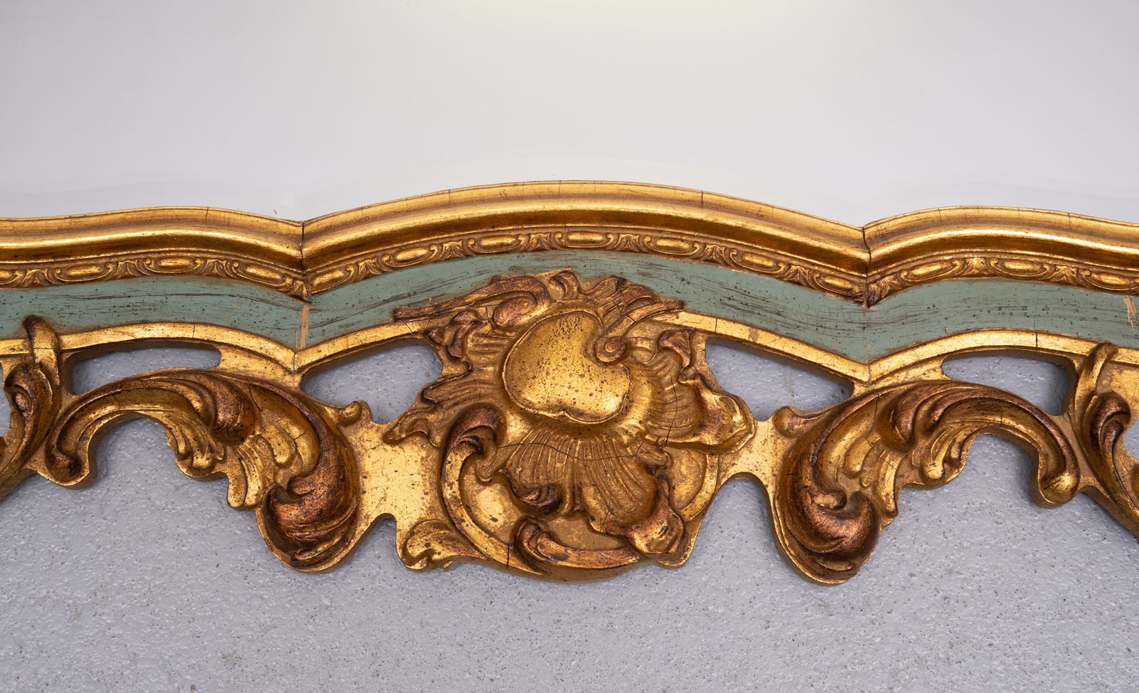photo for sale Baroque Gilded Louis XV Style Beveled Mirror With " Brevete" Label, 1950s