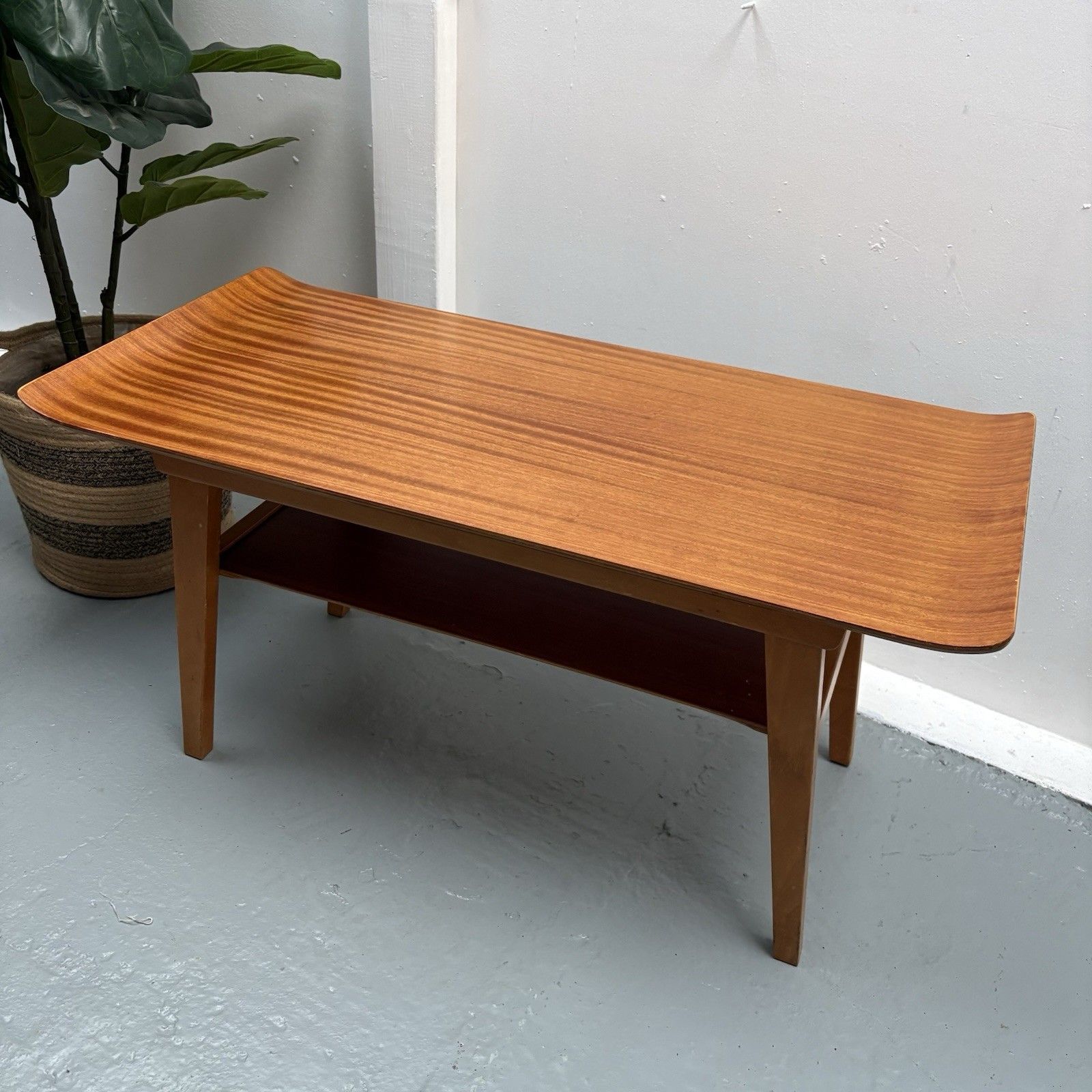 Mcm Horatio Myer & Co Bentwood Sleigh Teak And Beech Frame Coffee Table