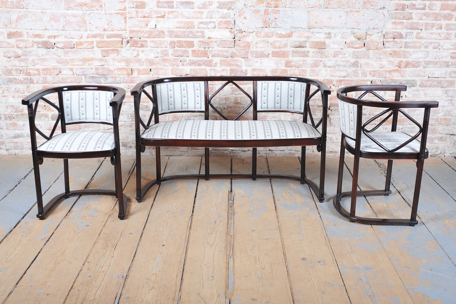 Restored Art Nouveau Seating Set, By J.F.M. Hoffmann, Beech, Austria, 1910s photo for sale