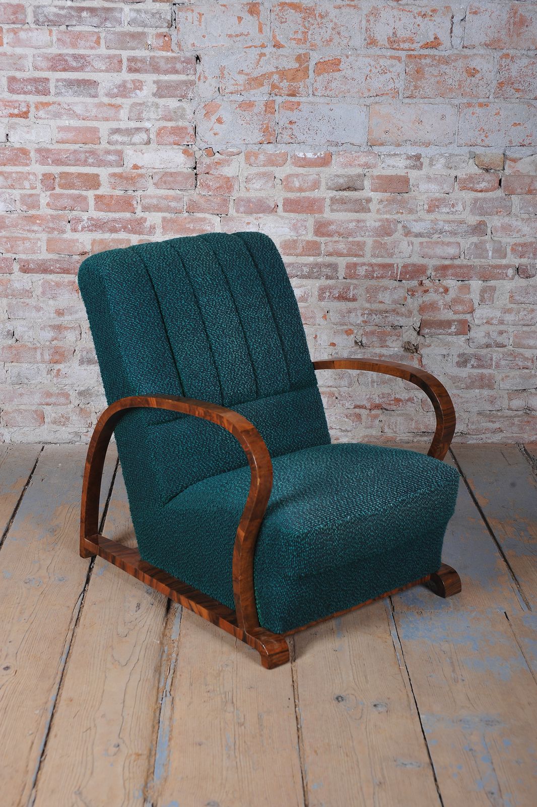 Restored Art Deco Armchair, Walnut, Original Upholstery, Repolished, Czech, 1920s photo furniture