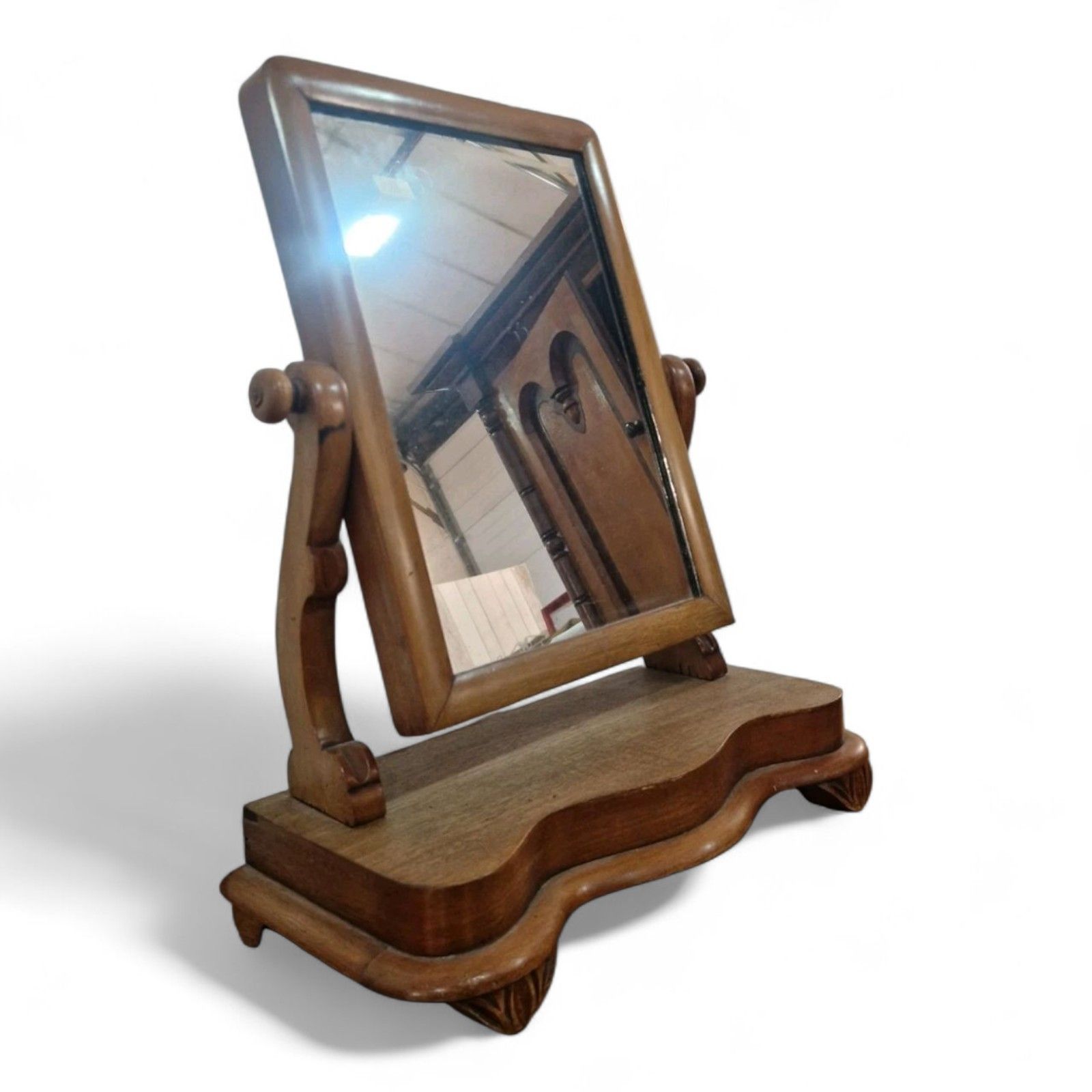 Victorian Dressing Table Top Mirror Antique Carved Vanity Bathroom Mirror photo vinterior