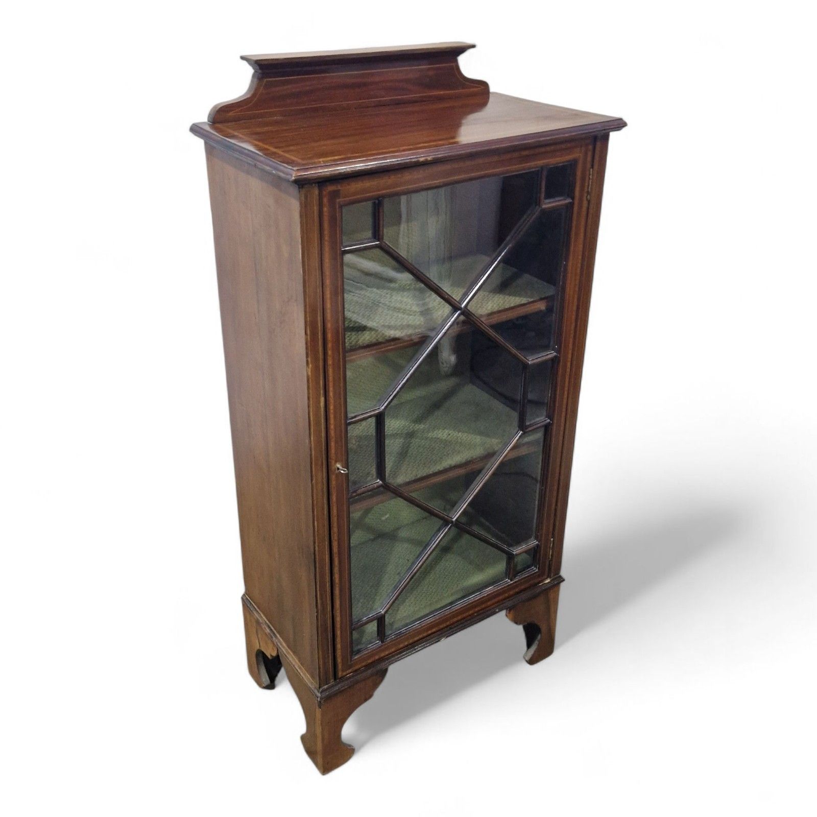 Antique Mahogany Display Cabinet Edwardian Single Door Inlaid Side Cabinet photo 225.0