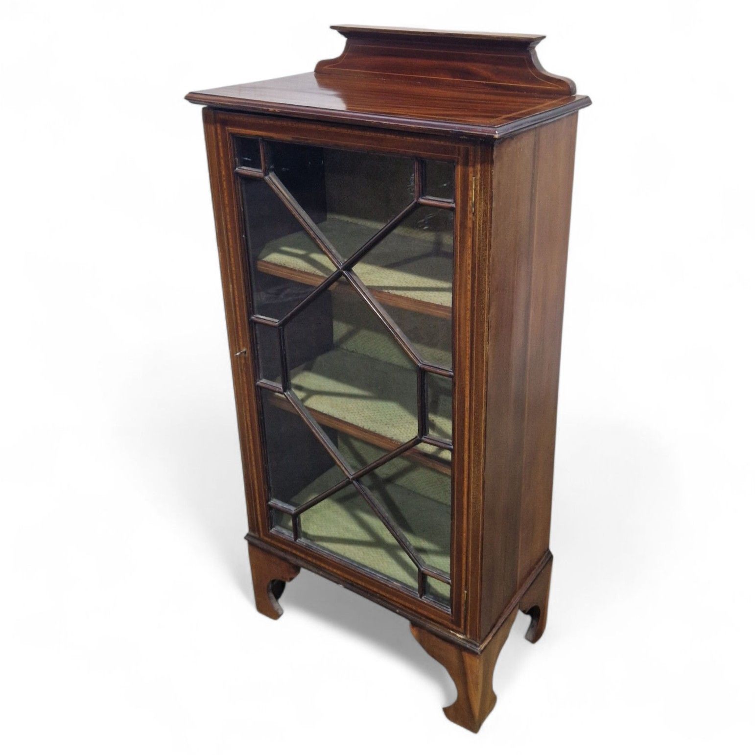 photo vintage Antique Mahogany Display Cabinet Edwardian Single Door Inlaid Side Cabinet
