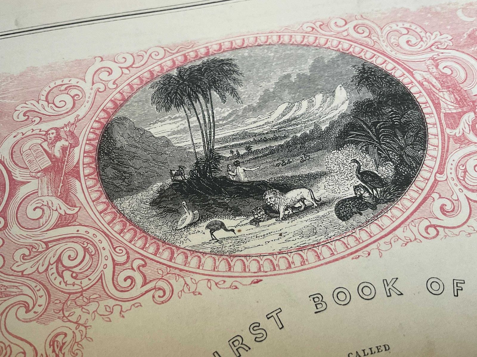 photo vinterior Family Bible And Hannay Concordance C.1840, Tightly Bound, Monumental Leather Folio.