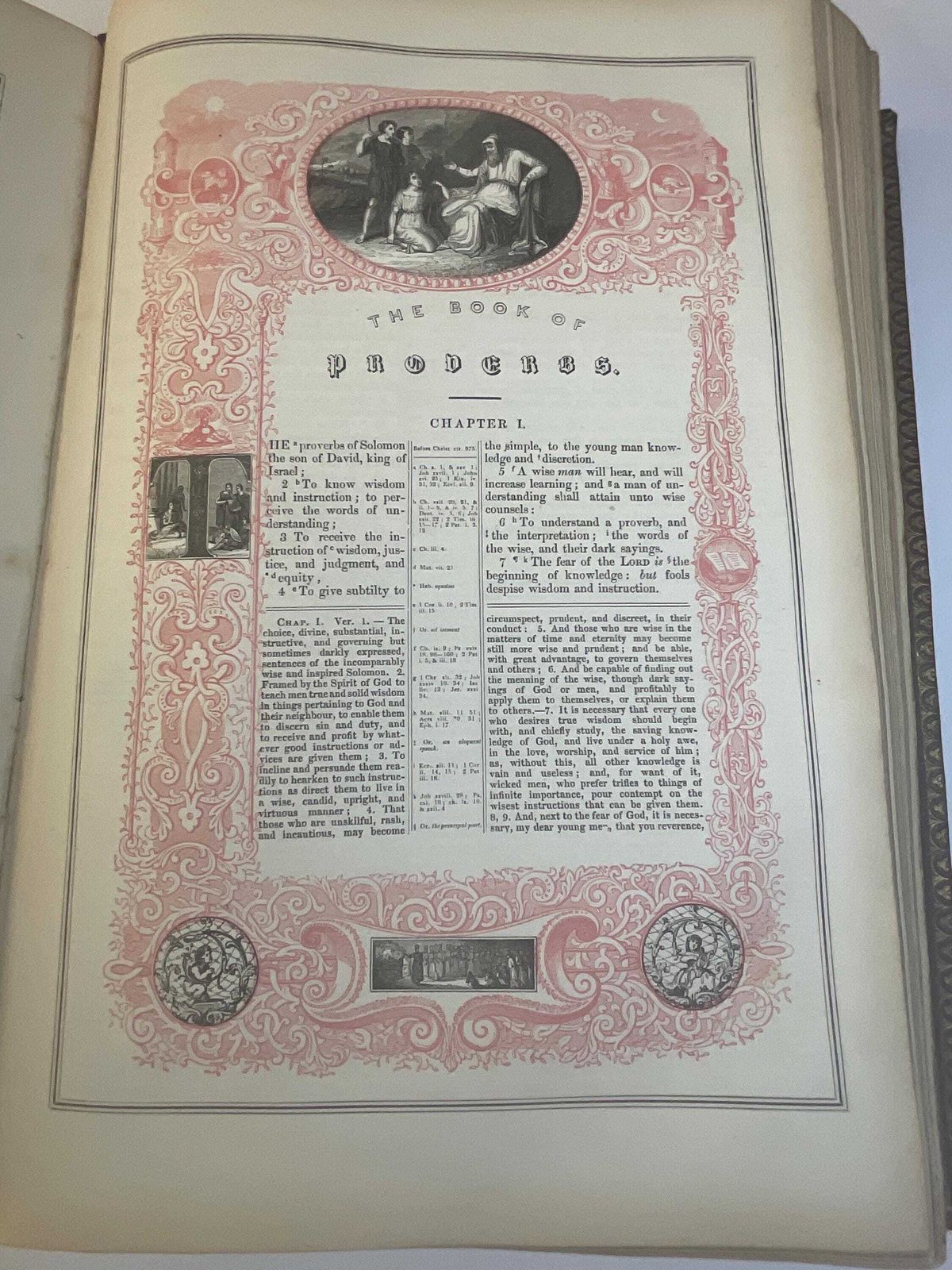 photo vintage Family Bible And Hannay Concordance C.1840, Tightly Bound, Monumental Leather Folio.