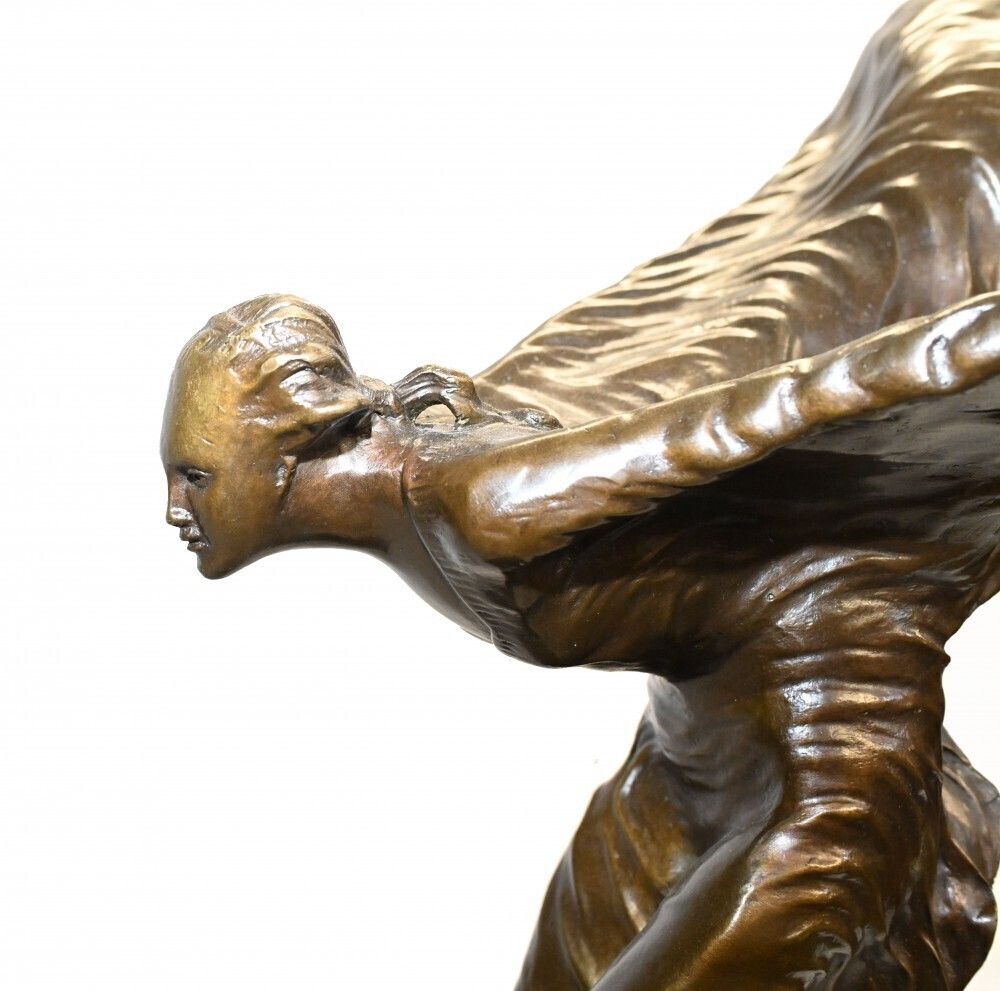 Bronze Flying Lady Statue Charles Skyes Spirt Of Ecstacy photo vintage