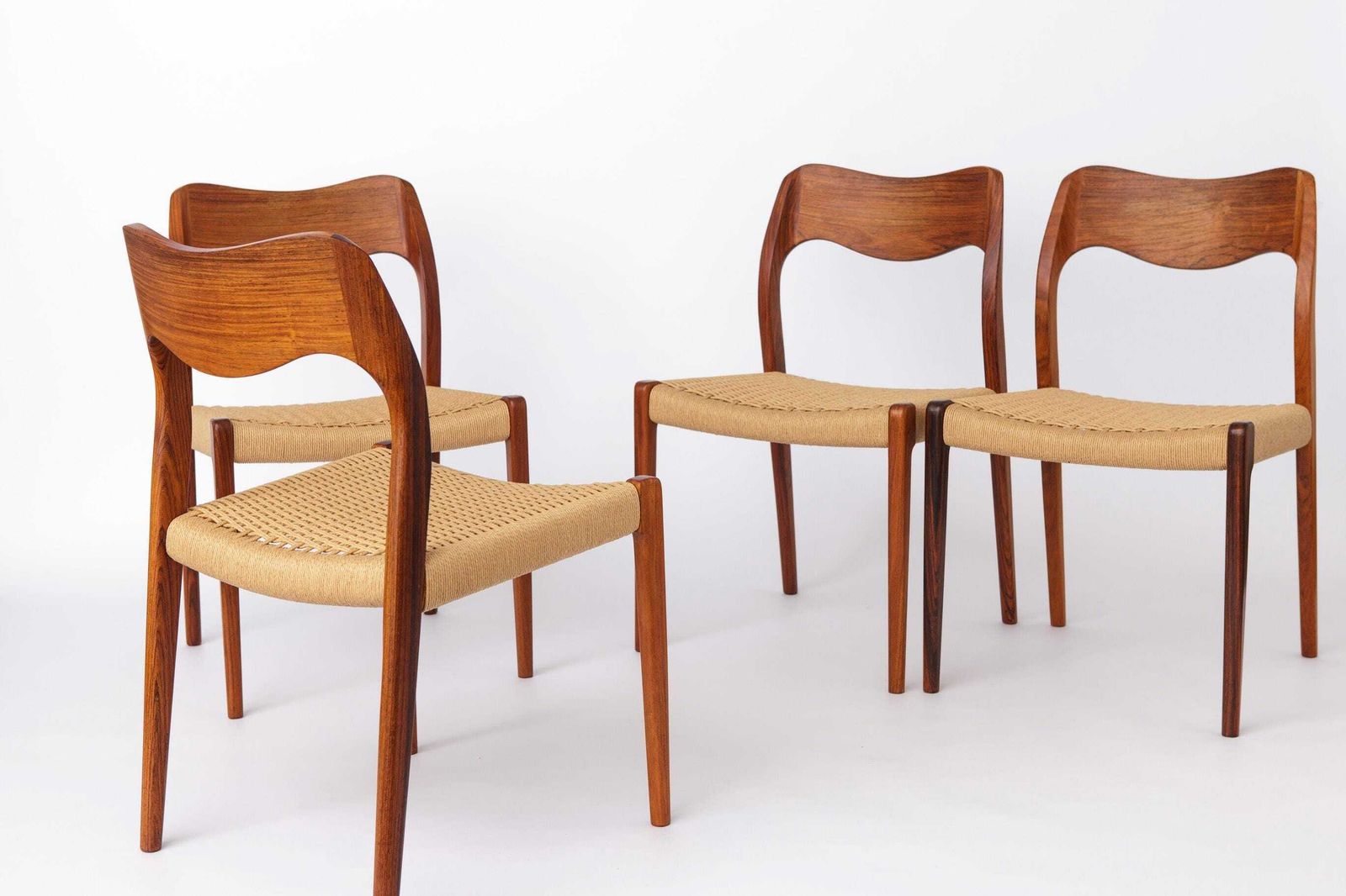 4 Of 6 Niels Otto Møller Model 71 Chairs, 1960s Danish Mid Century, Rosewood Dining Chairs