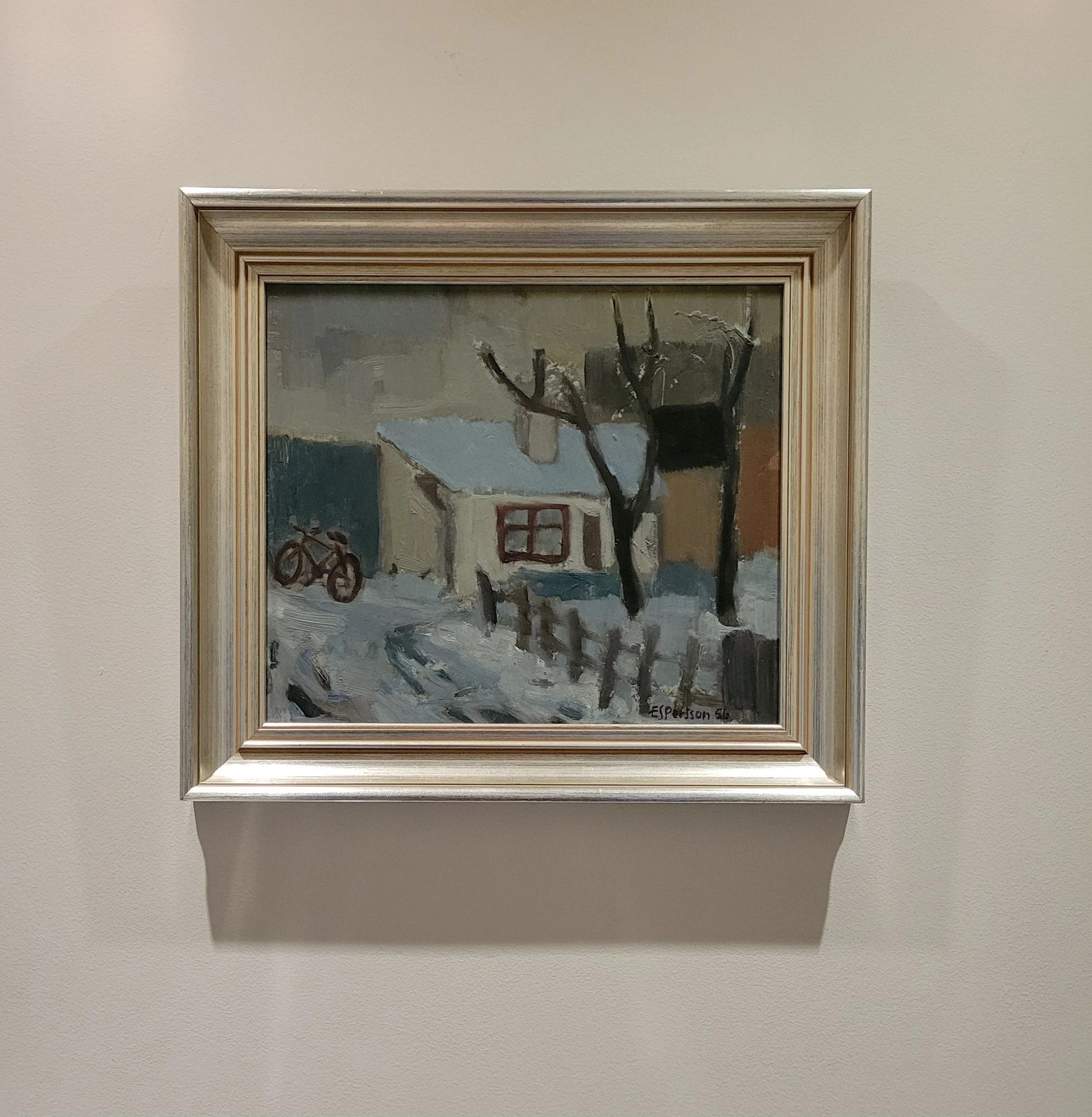 Winter Return  Original Framed Mid Century Landscape Oil Painting