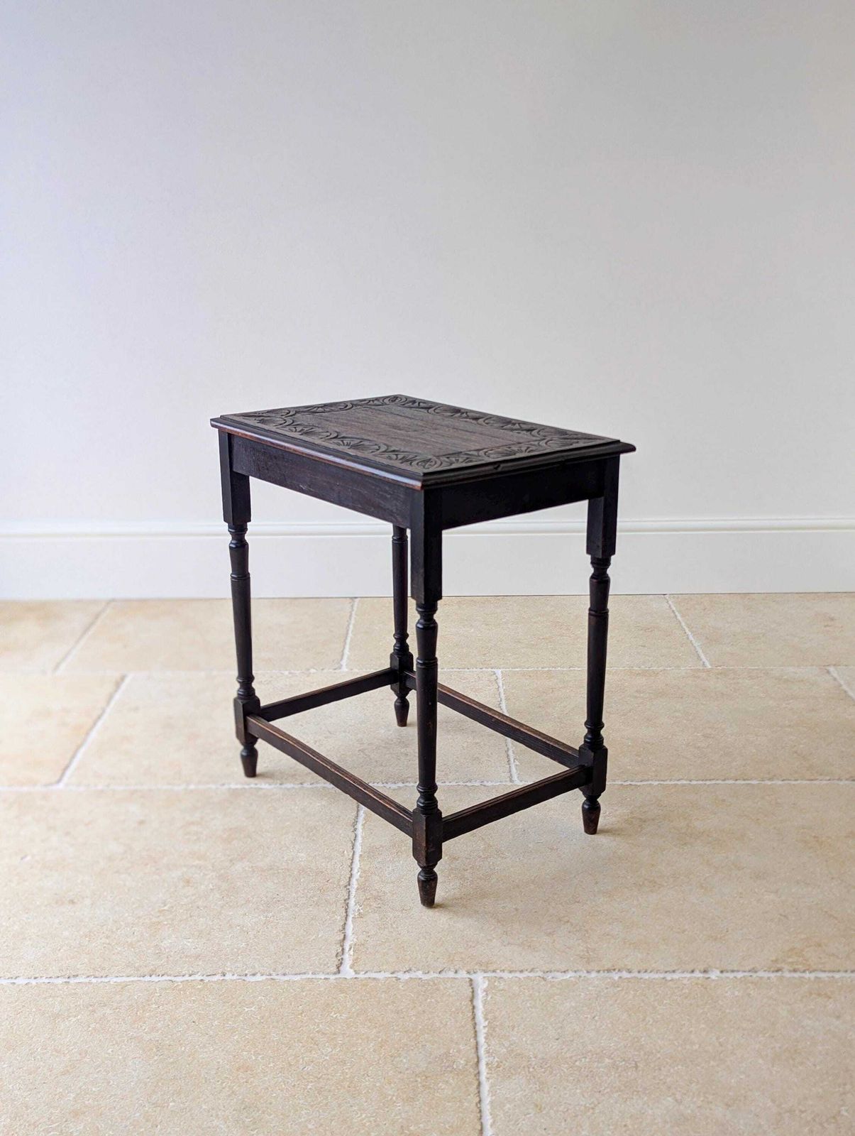 photo for sale Antique Edwardian Carved Oak Occasional Table C.1910