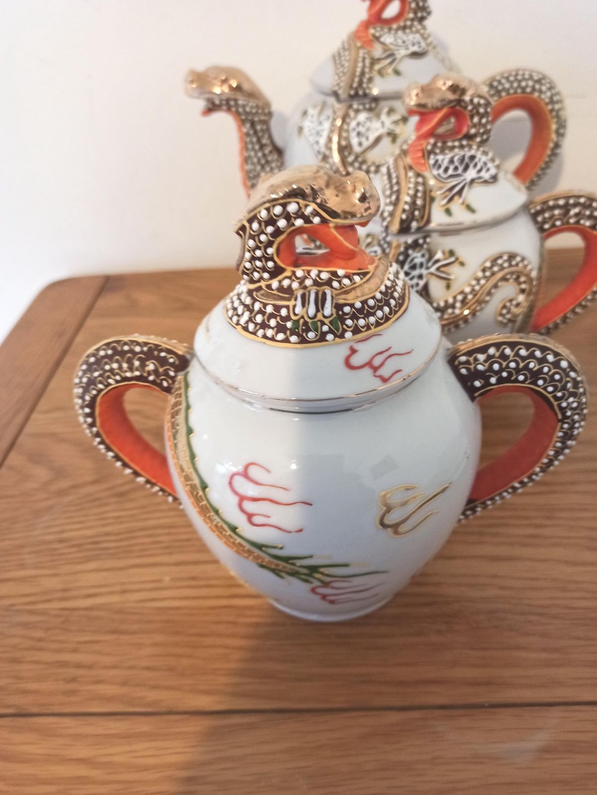 Japanese Dragon Teaset For Four. Porcelain. Very Good Condition. photo vintage