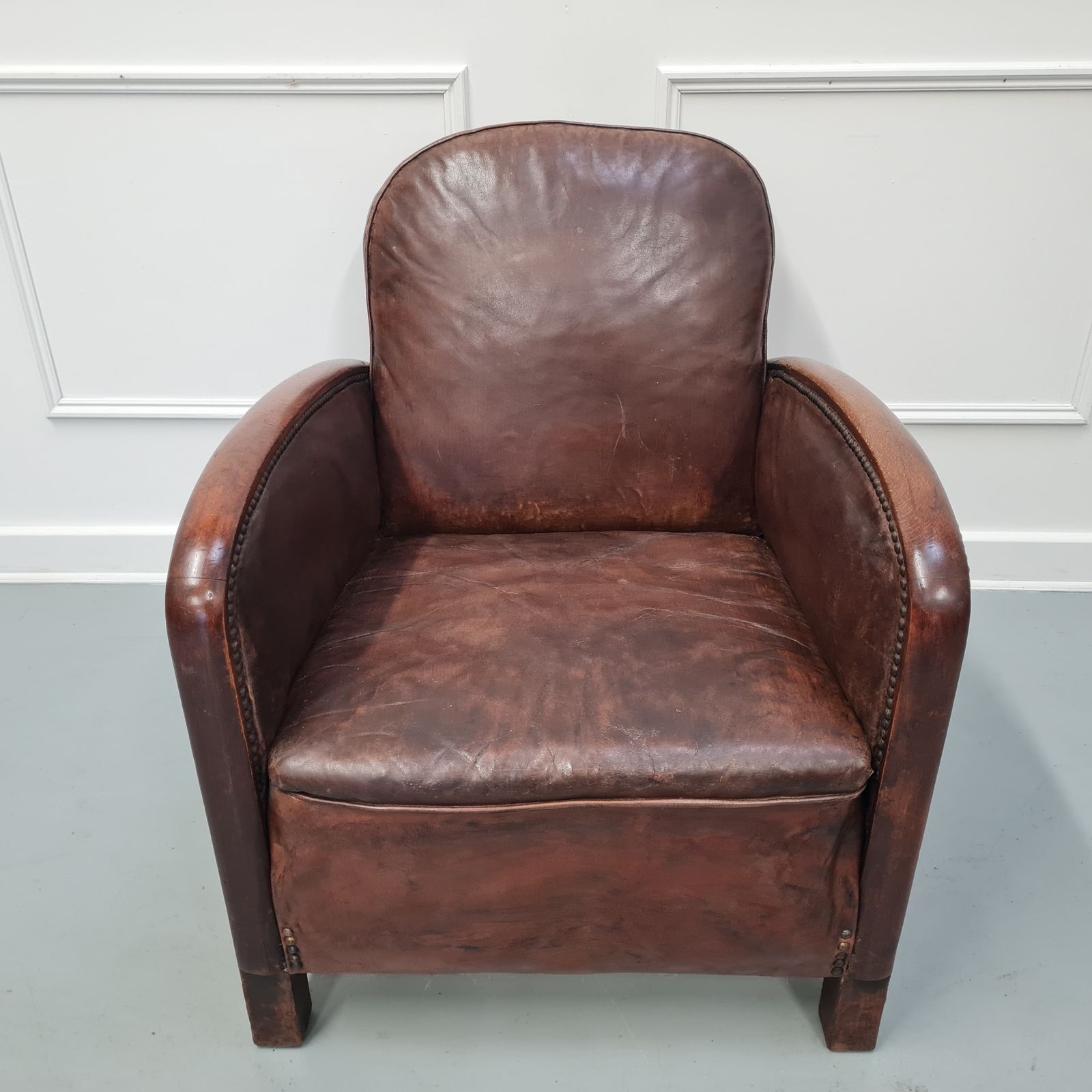 Great French Leather Club Chair C1930 Free Delivery England/Wales photo furniture