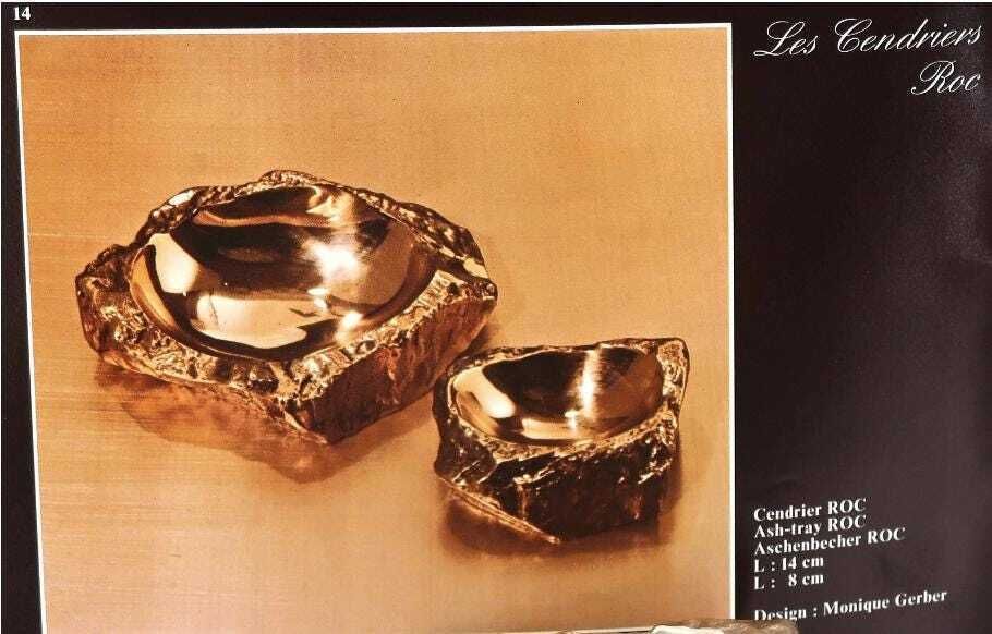 Art French Modernist Bronze Ring Dish By Monique Gerber, 1970s / Rock, Stone, Art, Sculpture, Home Decor, Ashtray photo