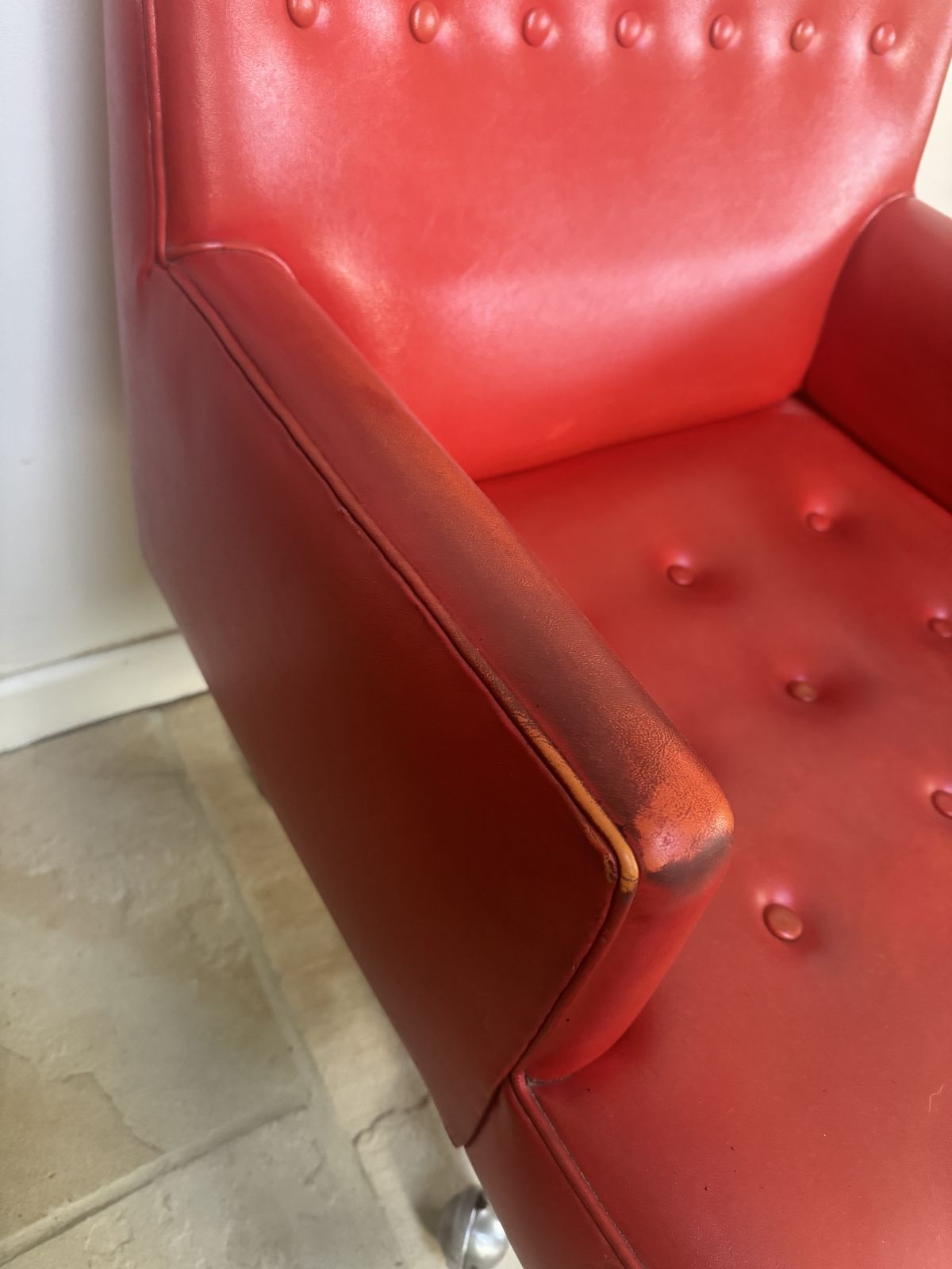 Retro Red Vinyl Swivel Lounge Chair photo 480.0